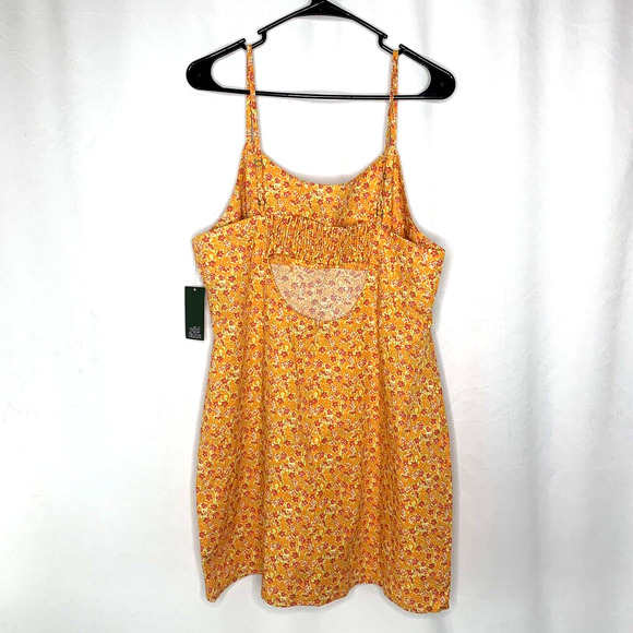 Wild Fable Womens Sundress Size XXL Bodycon Orange Floral Spaghetti Straps - Picture 8 of 12